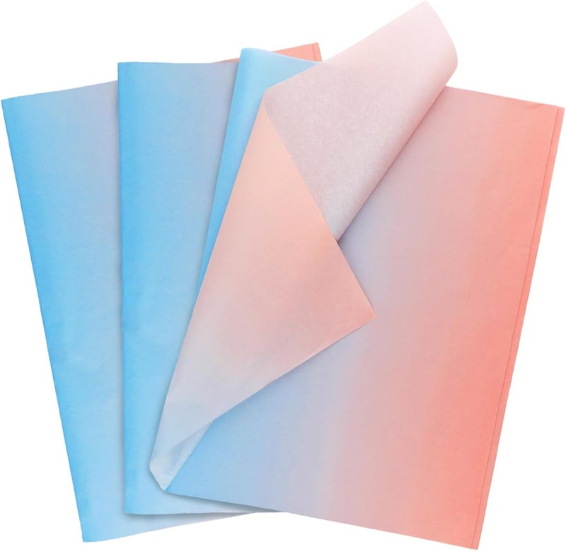 Ethanberg 60 Sheets Gift Wrapping Tissue Paper Bulk, Pink Blue Gradient Tissue Paper for Gift Bags, Decorative Art Papers for DIY Crafts Wedding Birthday Baby Showers Holiday Party Decor, 20x14 Inches - Image 1